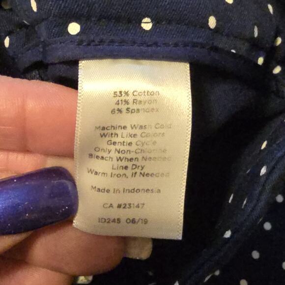 Talbots Polka Dot Chatham Ankle Dress Pants Womens Size 10 Blue White Career - Picture 4 of 10